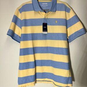 Izod Vibrant Blue and Yellow Polo Shirt with Bold Stripes